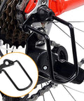 Universal Rear Derailleur Guard Rack Protector for Bikes, Heavy Duty Steel Shield, black color, installed on mountain bike