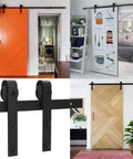 Beefy Heavy Duty Sliding Barn Door Hardware Kit For Single Door With Steel Track And Nylon Rollers I Shape Hangers Fits 24 Inch Wide Door Panel For Laundry Room Kitchen Closet And Bathroom showing various door installations