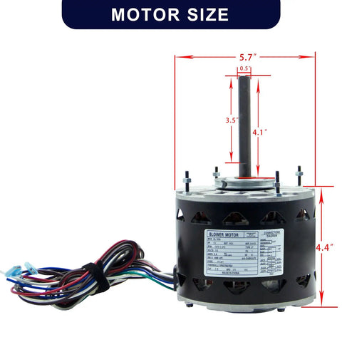 DL1036 One Third HP Blower Fan Motor 1075 RPM 3 Speed 115V dimensions with wiring detail