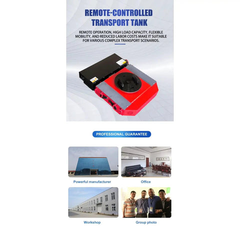 Remote Control Electric Equipment Mover Heavy Duty Machinery Moving Skates with a red platform and large wheels for effective transport.