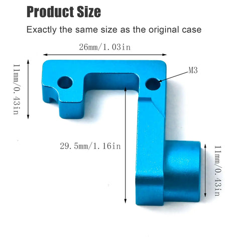 Open Ended Gearbox Aluminum Alloy Spur Gear Covers For Tamiya TT 02 RC Car CNC Machined dimensions in blue color