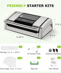 Pro Grade Heavy Duty Food Vacuum Sealer With Easy Lock Handle Built In Cutter And Bag Clip Storage Fast 135W Suction shown with accessories