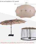 Mosquito Net For Patio Umbrella 15Ft Black, Double Sided Canopy Netting For 10x10 Ft Gazebo, protecting patio from bugs.