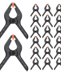 Top Tier Heavy Duty Spring Clamps Set For Woodworking And Photography Backdrops, Elastic Plastic Clips With Compact Design Great For Any Creative Project. Black plastic spring clamps set, 2 large and multiple small clips