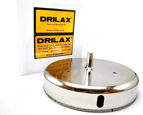 7 Inch Diamond Hole Saw For Porcelain Ceramic Tile Glass Granite Stone Wet Core Drill Bit For Large Floor Drains Toilet Flanges And HVAC Vents Heavy Duty Industrial Grade next to packaging box