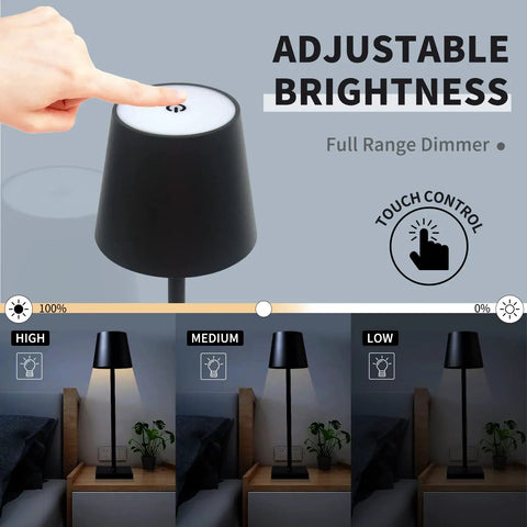 Rechargeable LED Table Lamp Cordless Dimmable Touch Lamp For Bedroom And Desk Dope Portable Decorative Light dimming feature