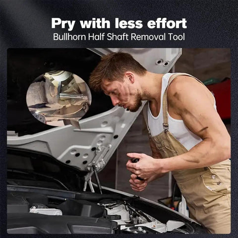 Mechanic using Beefed Up Pry Bar Wrench Adaptor Head Converts Any 1/2 Inch Drive Breaker Bar Or Ratchet Into A Crowbar Tool