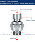 Solid Brass Shower Head Swivel Ball Adapter With Chrome Finish, No Fuss Easy Install Universal Shower Arm Extension, High Flow Ball Joint Connector, Leak Free And Durable Fit For Any Shower, G1/2 female and male connection diagram
