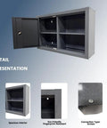 Heavy Duty Built Tough Steel Wall Cabinet for Garage and Workshop Tool Storage with Two Removable Shelves open view