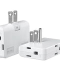Swivel Wall Adapter Converts Two Prong To Three Prong With Polarized Grounding And Flat Straight Plug Design, white, dual pack, sturdy, multi-outlet.