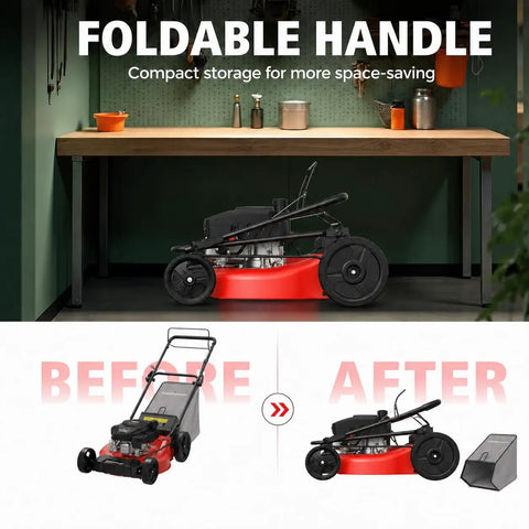 Gas Self Propelled Lawn Mower For Hills And Medium Yards, A Yard Workhorse With 170cc OHV Engine, 3 In 1 Mulching Bagging Discharge, 6 Position Height, Alloy Deck, Easy Start, Rear Wheel Drive with foldable handle for compact storage