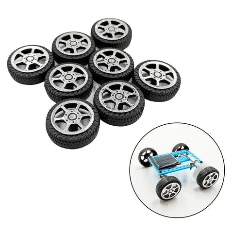 40 Piece Plastic Toy Wheels With Metal Shafts And Axles For RC Cars DIY Model Building Projects 28mm Wheel Diameter 2mm Shaft Hole 100mm Axles For Robots Drones Helicopters