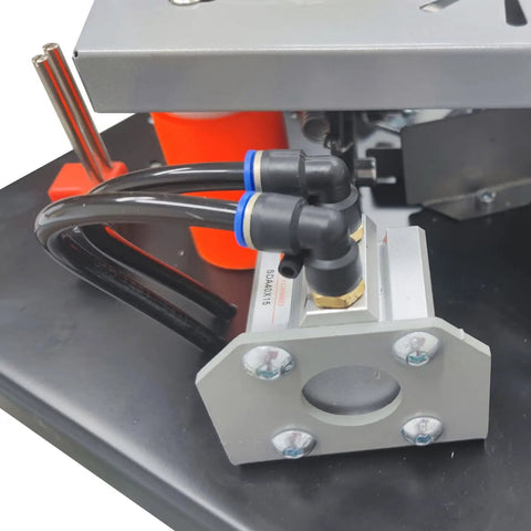 Close-up of Heavy Duty Portable Edge Banding Machine showing double side glue system and adjustable speed mechanism components.