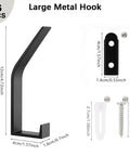 Six Hooks Heavy Duty Wall Mount Coat Rack Set, black aluminum alloy hook with 5 inch arm, screws and anchors included, diagram view