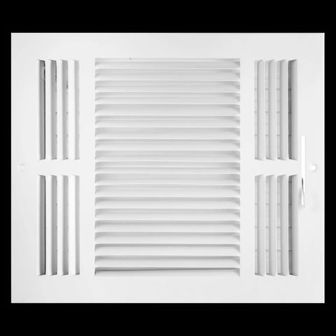 Three Way Air Supply Grille Vent Cover Diffuser For 12x10 Duct Opening White Steel With Flat Stamped Face Powder Coated Finish