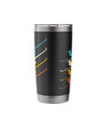 Black insulated tumbler with colorful sailplane design - Insulated Stainless Steel Tumbler For Soaring Club Glider Pilots And Tow Crew Keeps Coffee Hot During Epic Silent Lifts Thermals Ridge Soaring Final Glide Focus And Flight Training Days