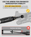 Rechargeable Laser Bore Sight Kit With 32 Adapters For 17 To 12 Gauge Calibers showing arbor for stability in use