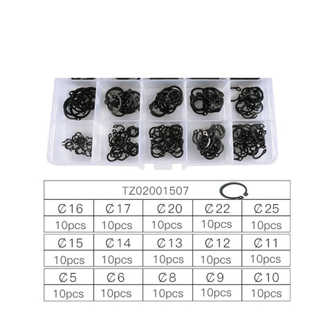 Heavy Duty 150 Piece Internal And External Retaining Circlips C Clip Washer Snap Ring Assortment Set In Carbon Steel M5 To M25