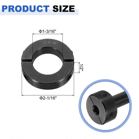 Heavy Duty Double Split Shaft Collars For 1-3/16 Inch Shafts Built Like A Tank showing size dimensions for accurate fit.