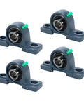 4 Pack Self Aligning Pillow Block Bearings with Three Quarter Inch Bore Mounted Pillow Block Units on Cast Iron Base Chrome Bearing Heavy Duty