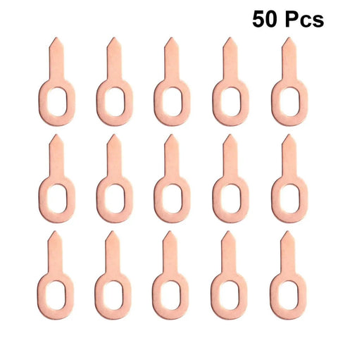 Awesome 50 Pcs Aluminum Sheet Metal Repair Kit With Smooth Edges And Ergonomic Design Golden Welding Pull Clamps For Car Bodywork And Machine Parts Fixin Job featuring 50 golden welding pull clamps arranged aesthetically.