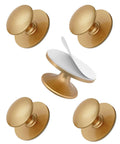 5 Pack Self Adhesive Cabinet Knobs No Drill Stick On Stainless Steel Handles Antique Gold For Kitchen Cabinets Wardrobes Dressers Cupboards Closets Easy Install No Tools Needed Durable showing front and adhesive side.