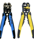 Compact ABS Cable Stripper Crimping And Cutting Tool Easy Grip Ergonomic Handle Wire Cutter Stripping Machine shown from both sides.