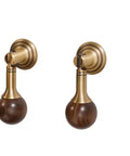 Walnut Wood Drop Pull Handles With Antique Brass Finish For Cabinets And Dressers Vintage Inspired Knobs For Drawers And Wardrobes