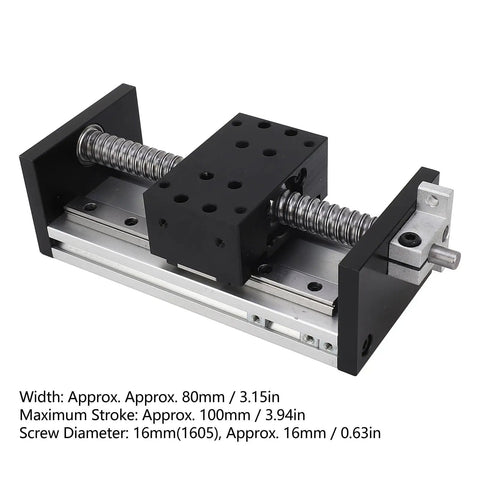 Precision Linear Motion Guide Actuator With Hand Wheel For CNC X Y Z Axes, 100mm Stroke Aluminum Alloy Stage Rail
