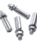 Close-up of Four Pack Nine Point Five Millimeter Three Eighth Inch Steel Cotter Pins For Bikes With Nuts and Washers