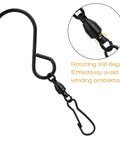 Close-up of 12 Pack Swivel S Hooks For Wind Spinners Stainless Steel Rustproof Outdoor Garden Hardware Heavy Duty Black Hanging Clips.