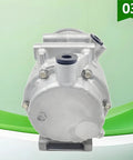 Factory Style Electric AC Compressor Assembly For Toyota BZ4 Hybrid EV offering ESH34C build, silver metal housing, front view.