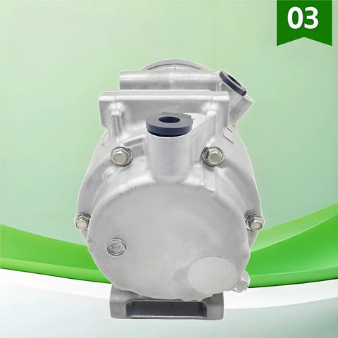 Factory Style Electric AC Compressor Assembly For Toyota BZ4 Hybrid EV offering ESH34C build, silver metal housing, front view.