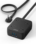 11 In 1 Power Strip With 2000J Surge Protector, 10ft Cord, 8 AC Outlets, 2 USB A Ports And 1 USB C Port, 20W Fast Charging, Overload Safe, Ideal For Home Office And Bedroom Electronics black power strip with three-prong plug and USB ports