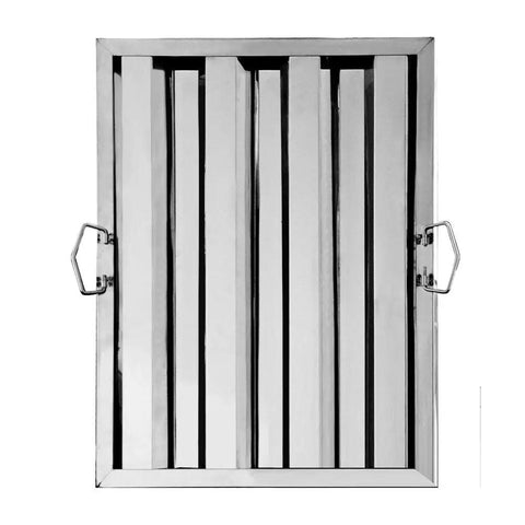 Pro Grade Stainless Steel Hood Filter Set Of 6 For Commercial Kitchens, 16 W X 20 H, Welded Type 430 Construction front view