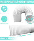 5.9-inch portable air conditioner hose with adjustable length for window vent kits, showcasing flexibility and universal fit.