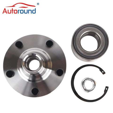 Front Wheel Hub Assembly 5 Lug Set For Toyota Camry Solara And Lexus RX300 AWD Non ABS Pair with components displayed