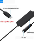 No Sweat Setup 1920P HD Endoscope Camera Flexible Borescope Inspection Wire With Hella Sharp 8 Adjustable Led Lights Rad Viewing For All Older Apple Ios Gadgets And Home Gear Only showing iPhone interface and HD lens details.