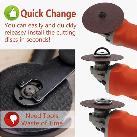 Job Ready Drop In Quick Change Angle Grinder Flange Lock Nuts For No Sweat Tool Free Disc Swaps With Secure 5/8-11 Inch Thread Grip and Rock Solid Stability.