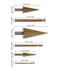 Premium Hss Step Drill Bit Kit 6 Piece Set With Spiral Grooves For Smooth Edges Countersink Design Plus Storage Box Perfect For Diy Pros And Home Projects On Metal Sheet And Wood, 6 sizes