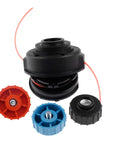 Dual Line Bump Feed Trimmer Head Knob Replacement For ST155 ST165 ST175 ST275 ST285 And Ryobi RY30040A RY30040B Easy Install Fits Weed Eater Style String Trimmers black trimmer head with orange and blue knobs