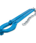 Beefy Heavy Duty Fence Wire Tightener Tool For Barbed Wire And Electric Fences Fast 60 Second Slack Puller, blue steel with chain.