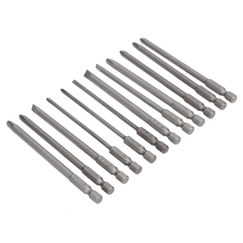 Rock Solid 12 Piece Screwdriver Bit Set With S2 Alloy Steel Construction And Precision Tips For Electric Drill Or Manual Use Featuring Sandblasted Anti Rust Surface To Save Your Tools From Damage And Wear, 12 bits
