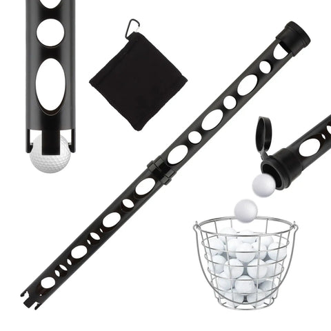 Long Handle 33 Inch Golf Ball Retriever Grabber Durable Plastic Ball Picker Upper Tube Holds Up To 21 Golf Balls Easy To Assemble