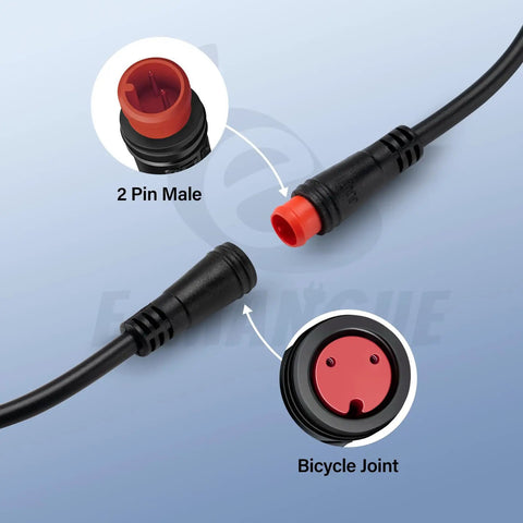 Two-Pin Electric Bicycle Brake Levers for E-Bike, left-right pair with 2-pin waterproof connector, close-up view