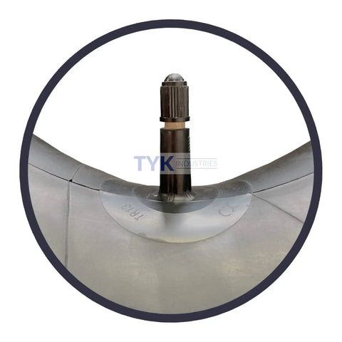 Close-up of TR13 short rubber valve stems on Two Pack 5.30-12 Inner Tubes For Boat Trailer Tires With TR13 Short Rubber Valve Stems Heavy Duty Butyl Tubes 4X Thicker Than The Competition Perfect Marine Trailer Tire Replacement