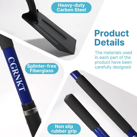 Heavy Duty 4 Inch Trench Shovel With Blue Fiberglass Handle For Narrow Trenching And Digging In Rocky Soil, 56 Inch Professional Grade Tool details