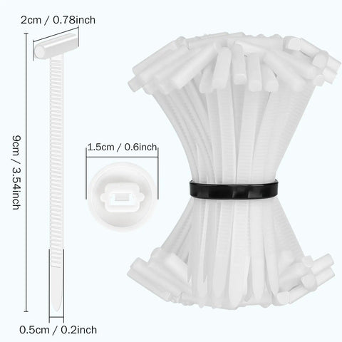 Shop Ready Pro Grade Nylon Cable Tie Buckle Kit with dimensions illustration for sizing and use details.