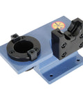 Universal CNC Tool Holder Tightening Fixture For Worktable Lightweight Compact Clamp For Horizontal And Vertical Tooling Rock Solid Tooling Jig That Fits Workbenches And Tool Carts Easy Setup And Steady Clamping blue metal fixture with two clamps