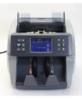 No Sweat Money Counter That Tallies Mixed Bills And Acts As A Smart Counterfeit Detector Using Uv Mg Technology front view with digital display.